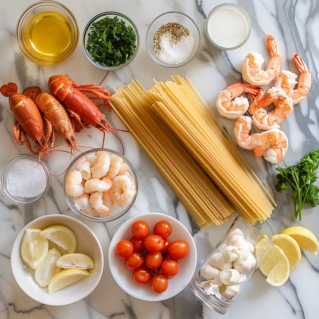 Key Ingredients For Pasta with Lobster and Shrimp