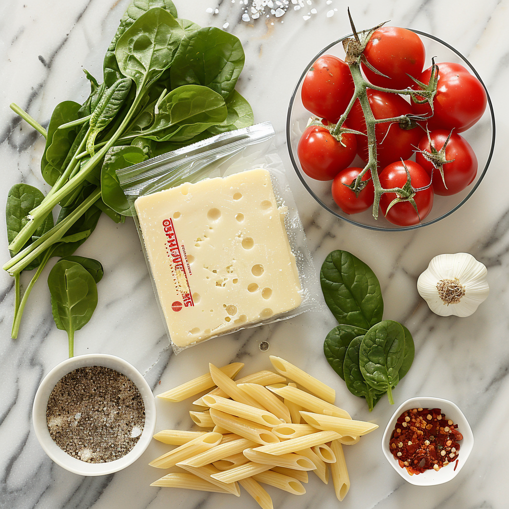 Overview of Ingredients For Creamy cheese pasta